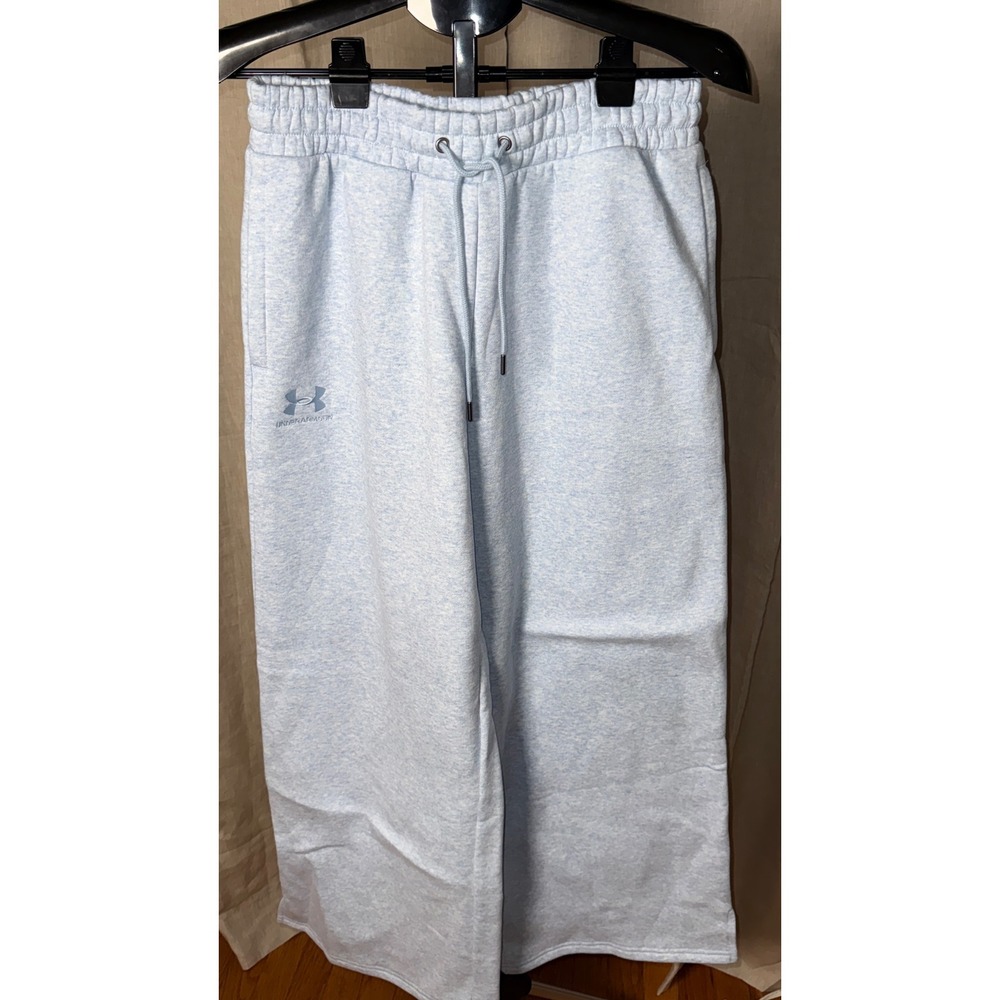 Under Armour Icon Fleece Wide Leg Pants Women S Heather Light Blue NWOT